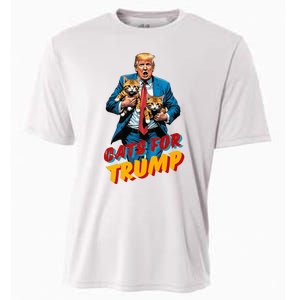 Cats For Trump 2024 Election Funny Trump Cats Lover Cooling Performance Crew T-Shirt