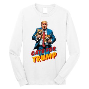 Cats For Trump 2024 Election Funny Trump Cats Lover Long Sleeve Shirt