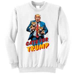 Cats For Trump 2024 Election Funny Trump Cats Lover Sweatshirt