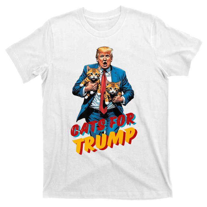 Cats For Trump 2024 Election Funny Trump Cats Lover T-Shirt