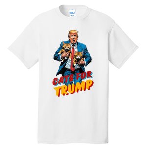 Cats For Trump 2024 Election Funny Trump Cats Lover Tall T-Shirt