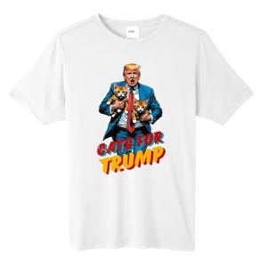 Cats For Trump 2024 Election Funny Trump Cats Lover Tall Fusion ChromaSoft Performance T-Shirt