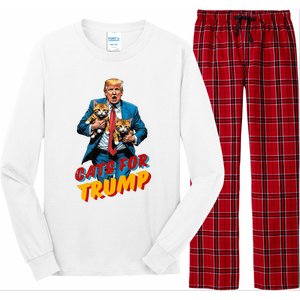 Cats For Trump 2024 Election Funny Trump Cats Lover Long Sleeve Pajama Set