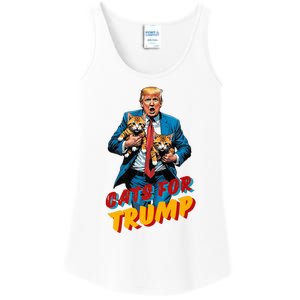 Cats For Trump 2024 Election Funny Trump Cats Lover Ladies Essential Tank