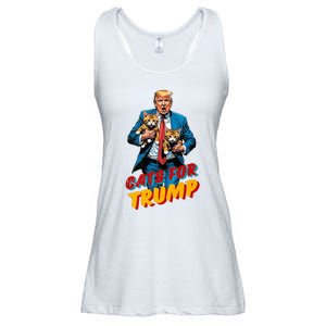 Cats For Trump 2024 Election Funny Trump Cats Lover Ladies Essential Flowy Tank