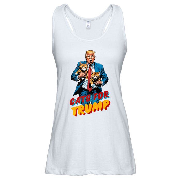 Cats For Trump 2024 Election Funny Trump Cats Lover Ladies Essential Flowy Tank