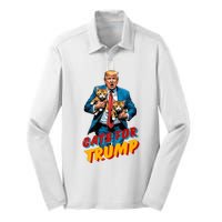 Cats For Trump 2024 Election Funny Trump Cats Lover Silk Touch Performance Long Sleeve Polo