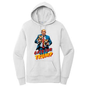 Cats For Trump 2024 Election Funny Trump Cats Lover Women's Pullover Hoodie