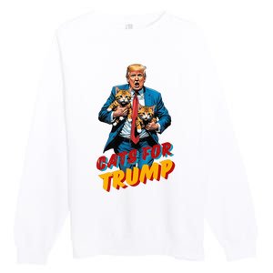 Cats For Trump 2024 Election Funny Trump Cats Lover Premium Crewneck Sweatshirt