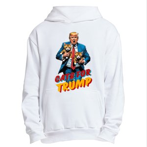 Cats For Trump 2024 Election Funny Trump Cats Lover Urban Pullover Hoodie