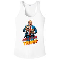 Cats For Trump 2024 Election Funny Trump Cats Lover Ladies PosiCharge Competitor Racerback Tank