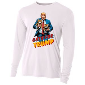 Cats For Trump 2024 Election Funny Trump Cats Lover Cooling Performance Long Sleeve Crew