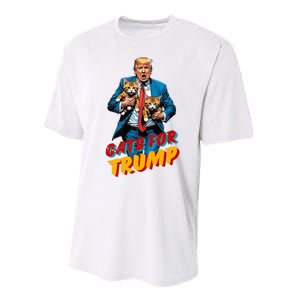 Cats For Trump 2024 Election Funny Trump Cats Lover Performance Sprint T-Shirt