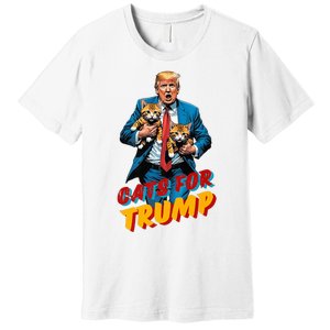 Cats For Trump 2024 Election Funny Trump Cats Lover Premium T-Shirt