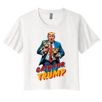 Cats For Trump 2024 Election Funny Trump Cats Lover Women's Crop Top Tee