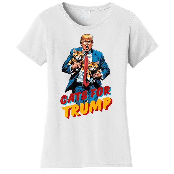 Cats For Trump 2024 Election Funny Trump Cats Lover Women's T-Shirt