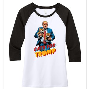 Cats For Trump 2024 Election Funny Trump Cats Lover Women's Tri-Blend 3/4-Sleeve Raglan Shirt