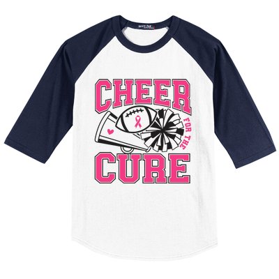 Cheer For The Cure Breast Cancer Football And Cheer Baseball Sleeve Shirt