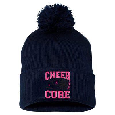 Cheer For The Cure Breast Cancer Football And Cheer Pom Pom 12in Knit Beanie