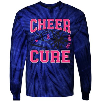 Cheer For The Cure Breast Cancer Football And Cheer Tie-Dye Long Sleeve Shirt