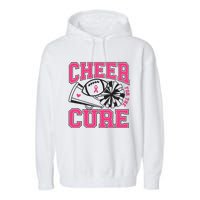 Cheer For The Cure Breast Cancer Football And Cheer Garment-Dyed Fleece Hoodie