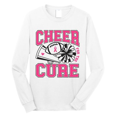 Cheer For The Cure Breast Cancer Football And Cheer Long Sleeve Shirt