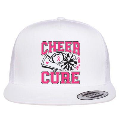 Cheer For The Cure Breast Cancer Football And Cheer Flat Bill Trucker Hat