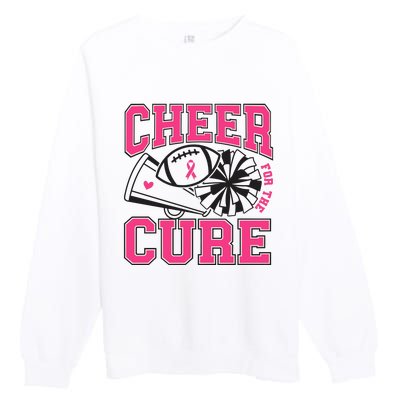 Cheer For The Cure Breast Cancer Football And Cheer Premium Crewneck Sweatshirt