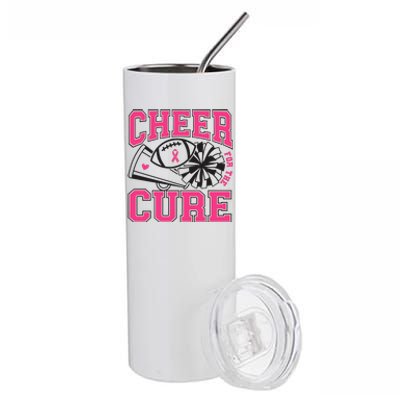 Cheer For The Cure Breast Cancer Football And Cheer Stainless Steel Tumbler