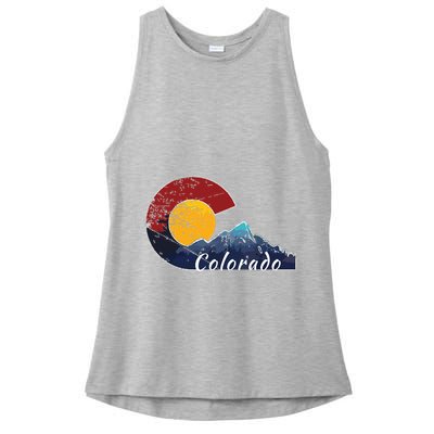 Colorado Flag Themed Mountain Scenery Colorado Ladies PosiCharge Tri-Blend Wicking Tank