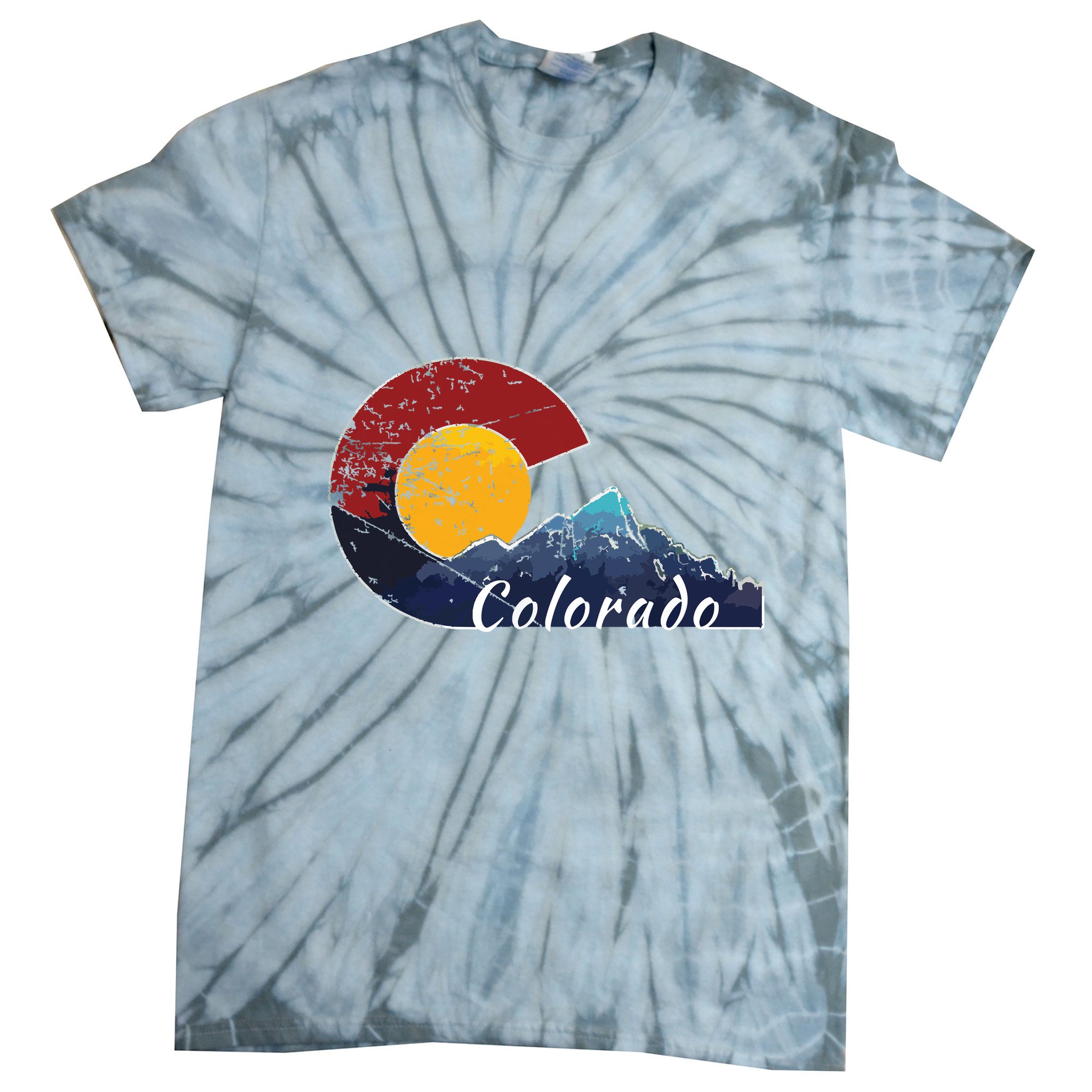 Colorado Flag Themed Mountain Scenery Colorado Tie-Dye T-Shirt