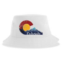 Colorado Flag Themed Mountain Scenery Colorado Sustainable Bucket Hat