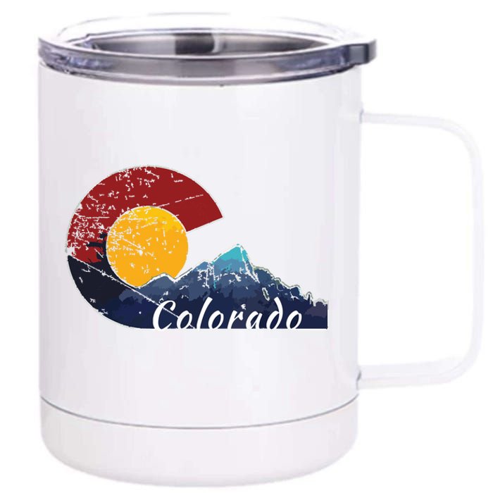 Colorado Flag Themed Mountain Scenery Colorado 12 oz Stainless Steel Tumbler Cup