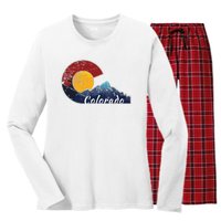 Colorado Flag Themed Mountain Scenery Colorado Women's Long Sleeve Flannel Pajama Set 