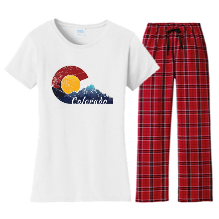 Colorado Flag Themed Mountain Scenery Colorado Women's Flannel Pajama Set