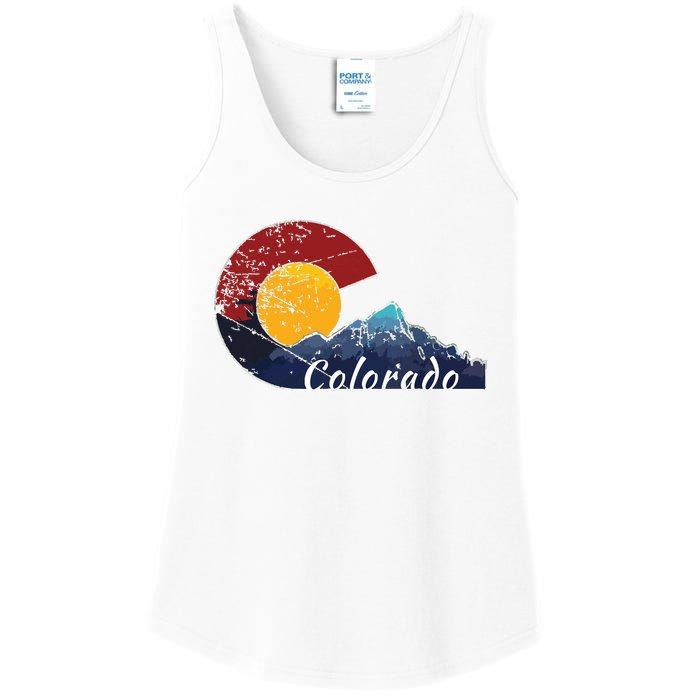 Colorado Flag Themed Mountain Scenery Colorado Ladies Essential Tank