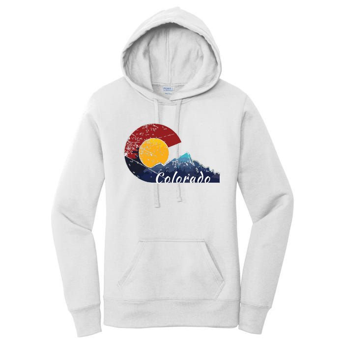 Colorado Flag Themed Mountain Scenery Colorado Women's Pullover Hoodie