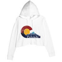 Colorado Flag Themed Mountain Scenery Colorado Crop Fleece Hoodie