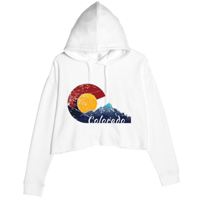 Colorado Flag Themed Mountain Scenery Colorado Crop Fleece Hoodie