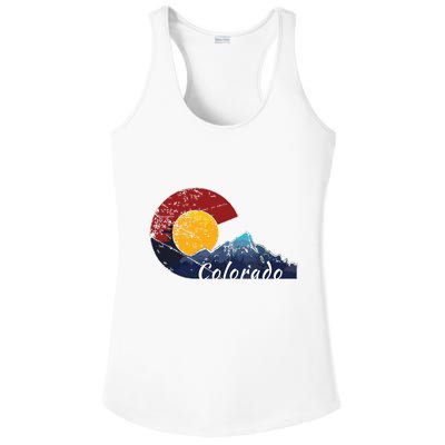 Colorado Flag Themed Mountain Scenery Colorado Ladies PosiCharge Competitor Racerback Tank
