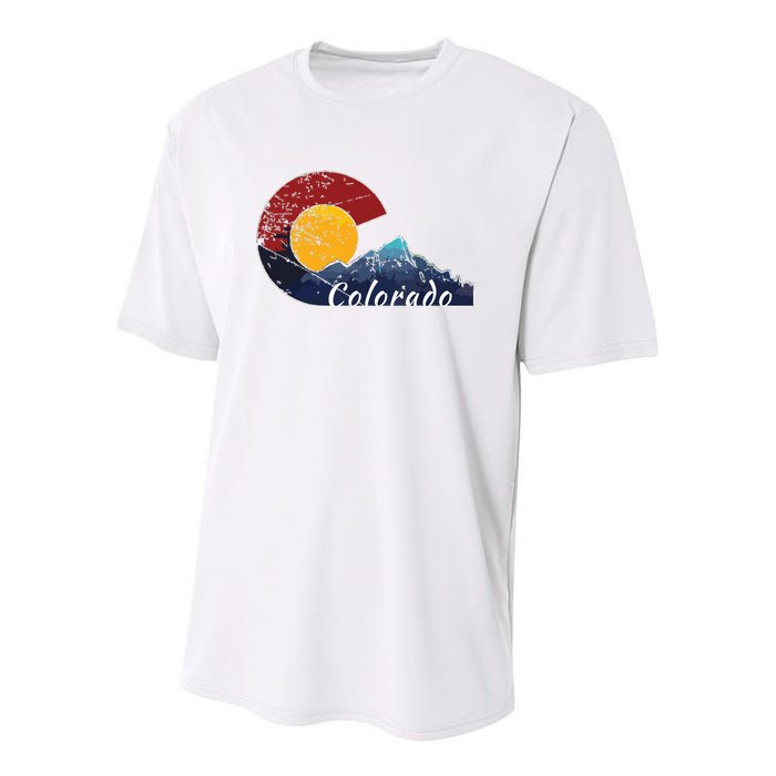 Colorado Flag Themed Mountain Scenery Colorado Youth Performance Sprint T-Shirt