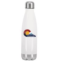 Colorado Flag Themed Mountain Scenery Colorado Stainless Steel Insulated Water Bottle