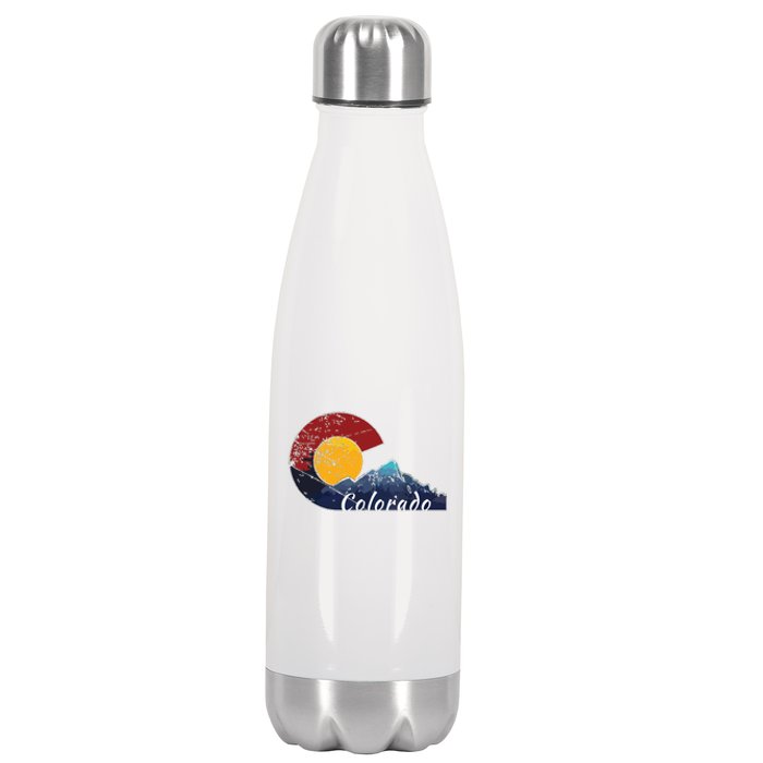 Colorado Flag Themed Mountain Scenery Colorado Stainless Steel Insulated Water Bottle