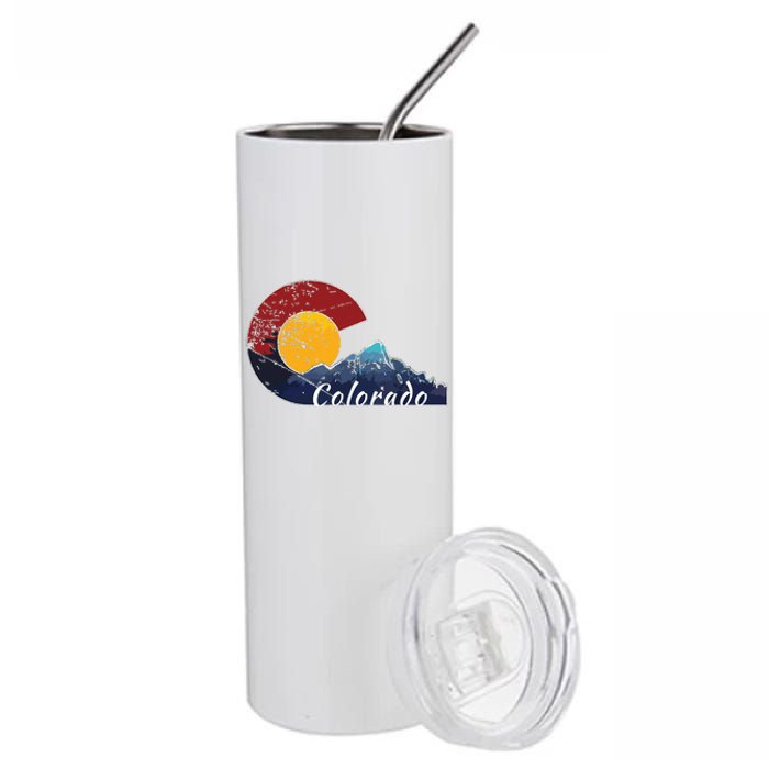 Colorado Flag Themed Mountain Scenery Colorado Stainless Steel Tumbler