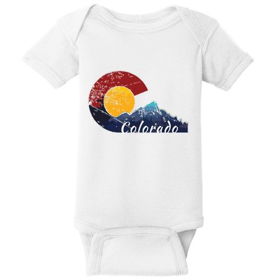 Colorado Flag Themed Mountain Scenery Colorado Baby Bodysuit