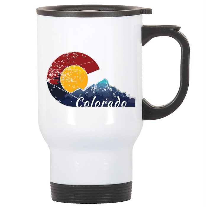 Colorado Flag Themed Mountain Scenery Colorado Stainless Steel Travel Mug