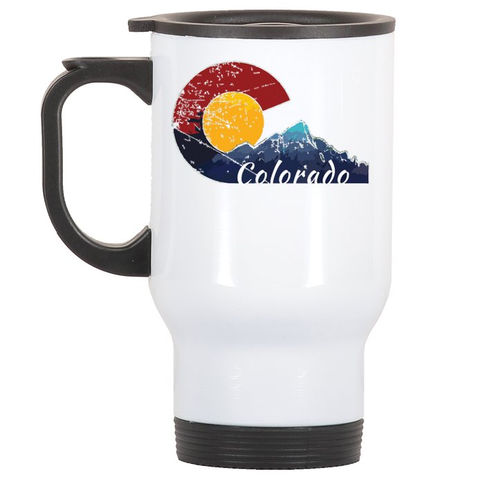 Colorado Flag Themed Mountain Scenery Colorado Stainless Steel Travel Mug