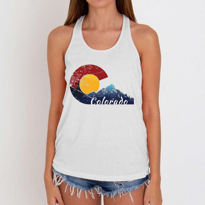 Colorado Flag Themed Mountain Scenery Colorado Women's Knotted Racerback Tank