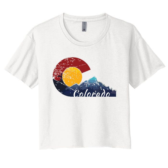 Colorado Flag Themed Mountain Scenery Colorado Women's Crop Top Tee