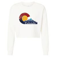 Colorado Flag Themed Mountain Scenery Colorado Cropped Pullover Crew